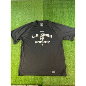 Reebok LA Kings Hockey T Shirt Men Black Short Sleeve‎ Graphic Tee Size Large